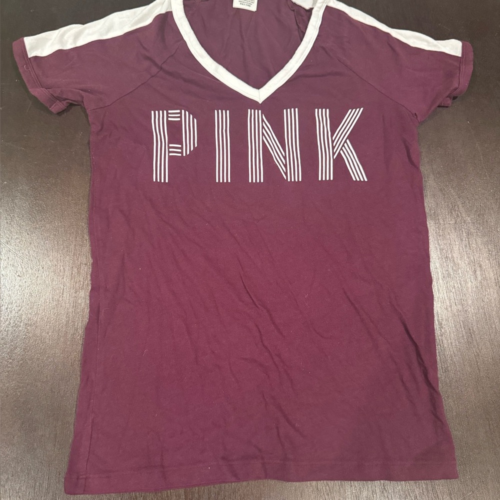 PINK Victoria's Secret Red Fitted Short Sleeve Tee